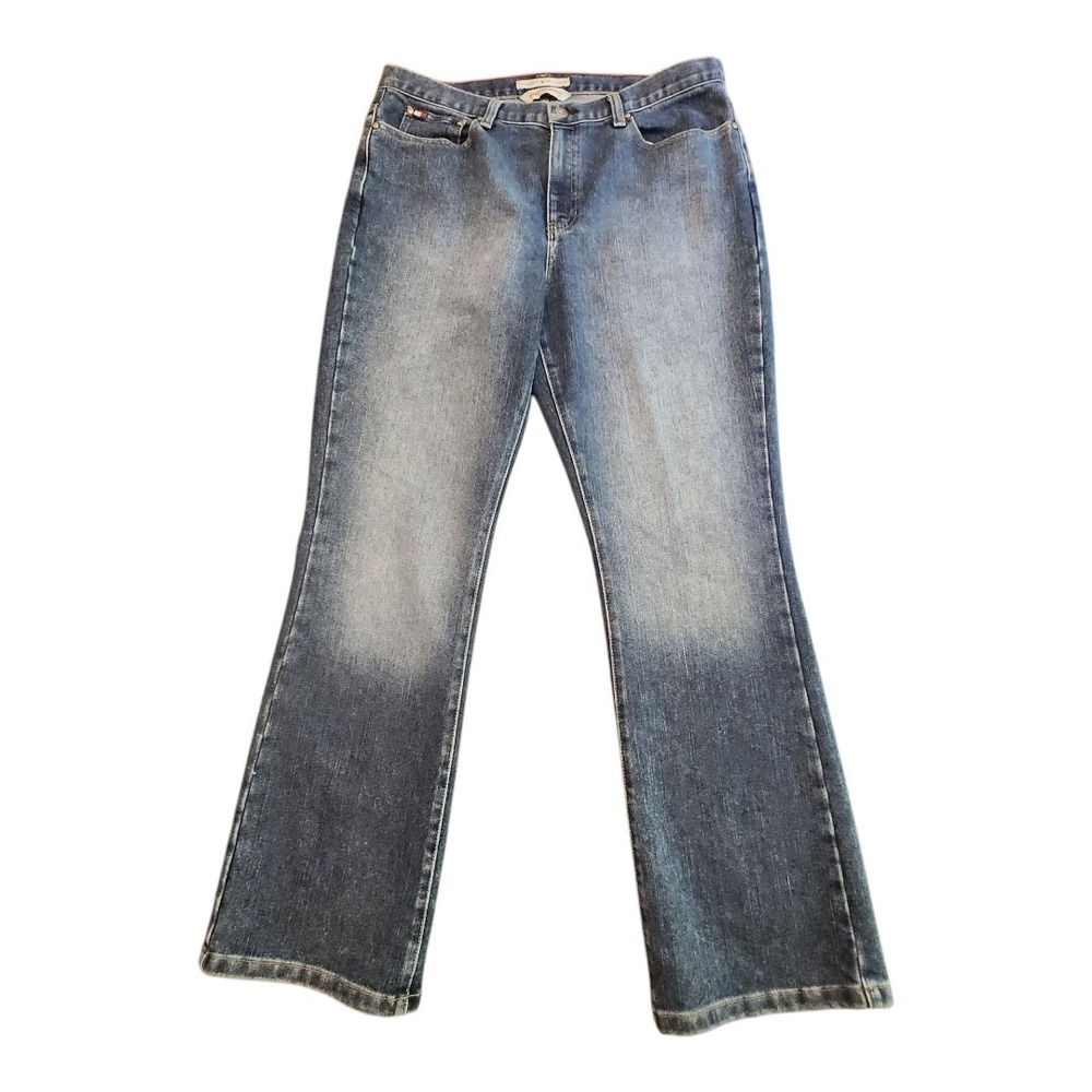 Vintage Y2K Tommy Hilfiger Hipster Bootcut Size 14 Jeans Pockets Logo 90's Denim